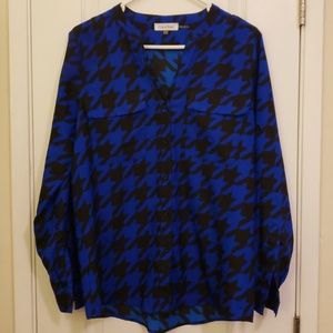 Electric Blue Houndstooth Blouse